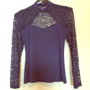 Express navy lace choker top